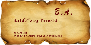 Balázsy Arnold névjegykártya