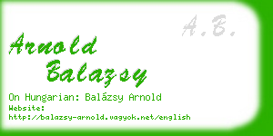 arnold balazsy business card
