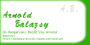 arnold balazsy business card